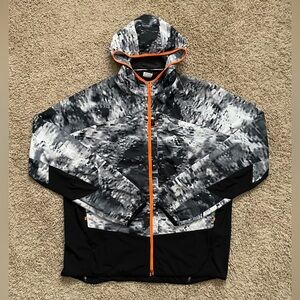Vintage Nike Running Camo Shell Hoodie Jacket Black Grey Men's 2XL RARE